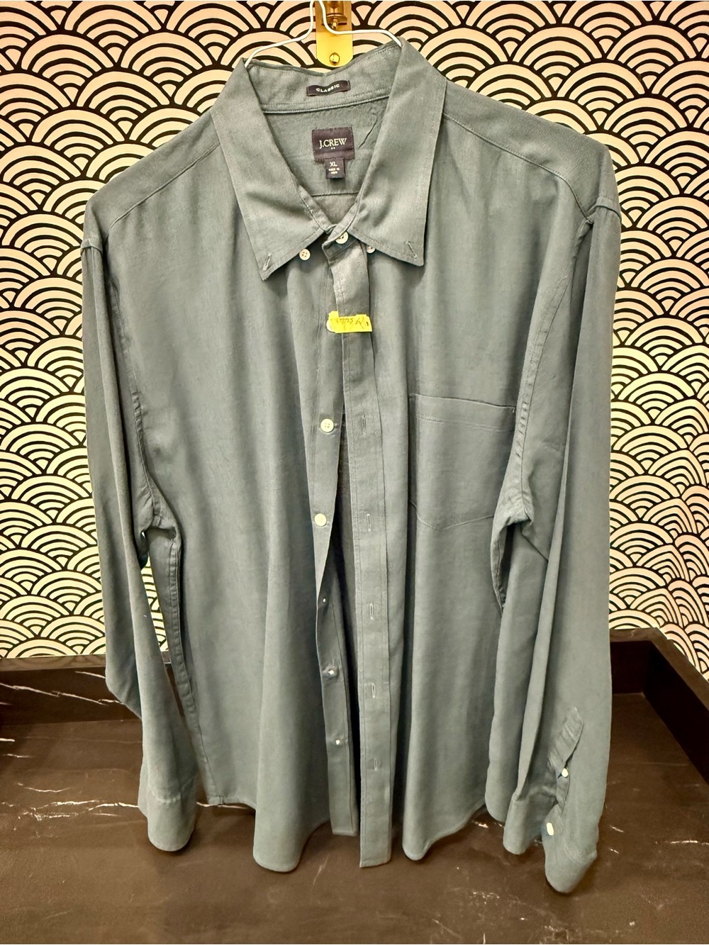 J. Crew Men's Button-Down Shirt - Slate Blue Green